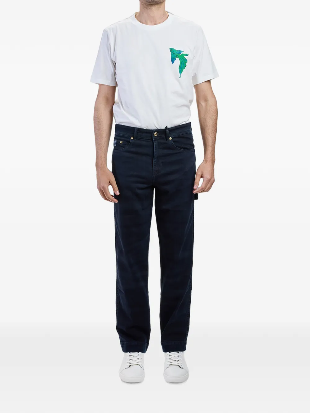 Versace Jeans Couture Piece Number regular-fit jeans met V-embleem Blauw