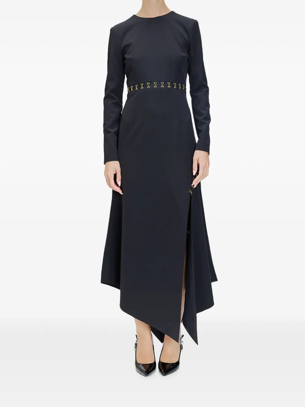 Just Cavalli Asymmetrische midi-jurk met haakdetail Zwart
