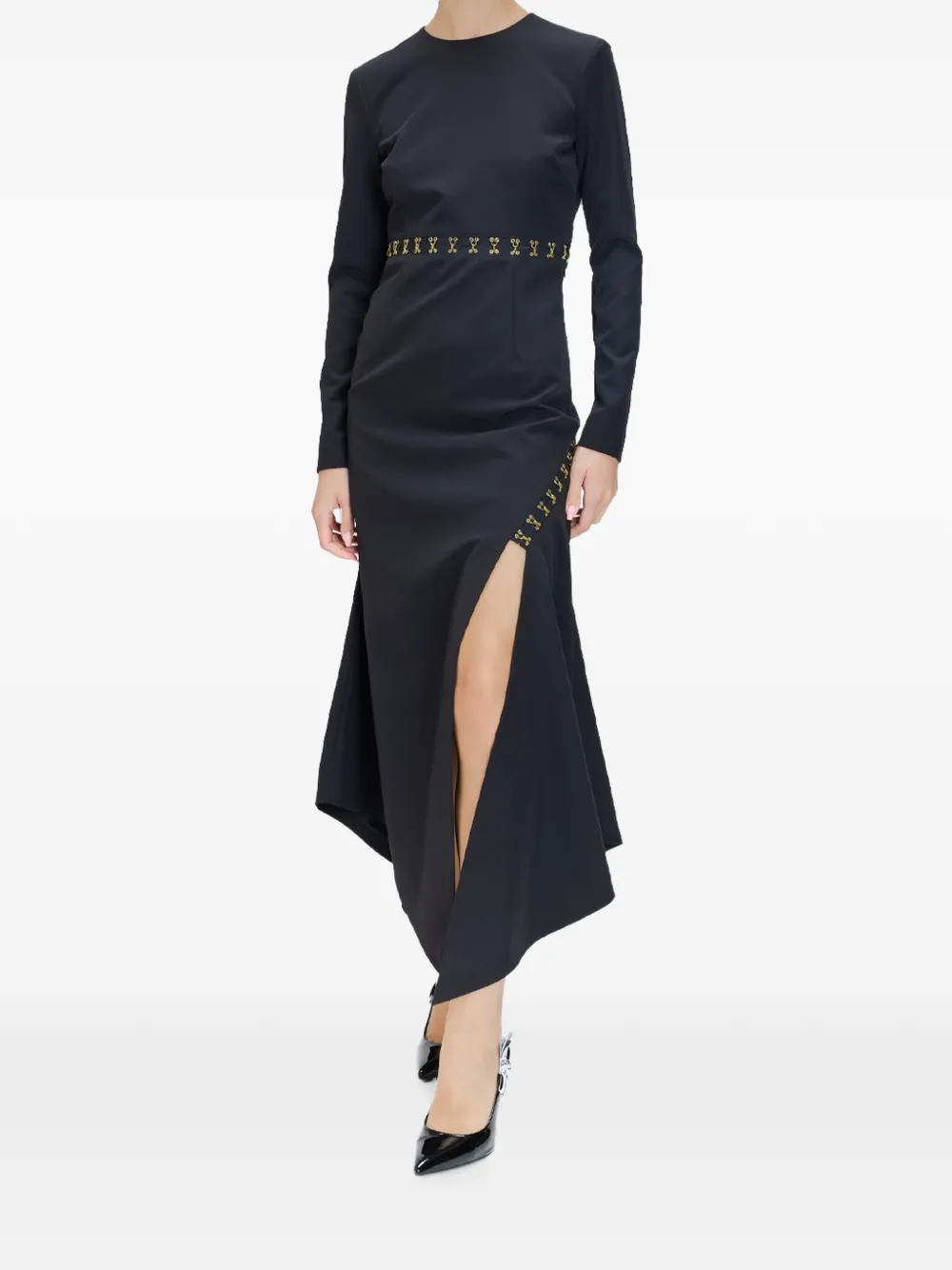 Just Cavalli Asymmetrische midi-jurk met haakdetail Zwart
