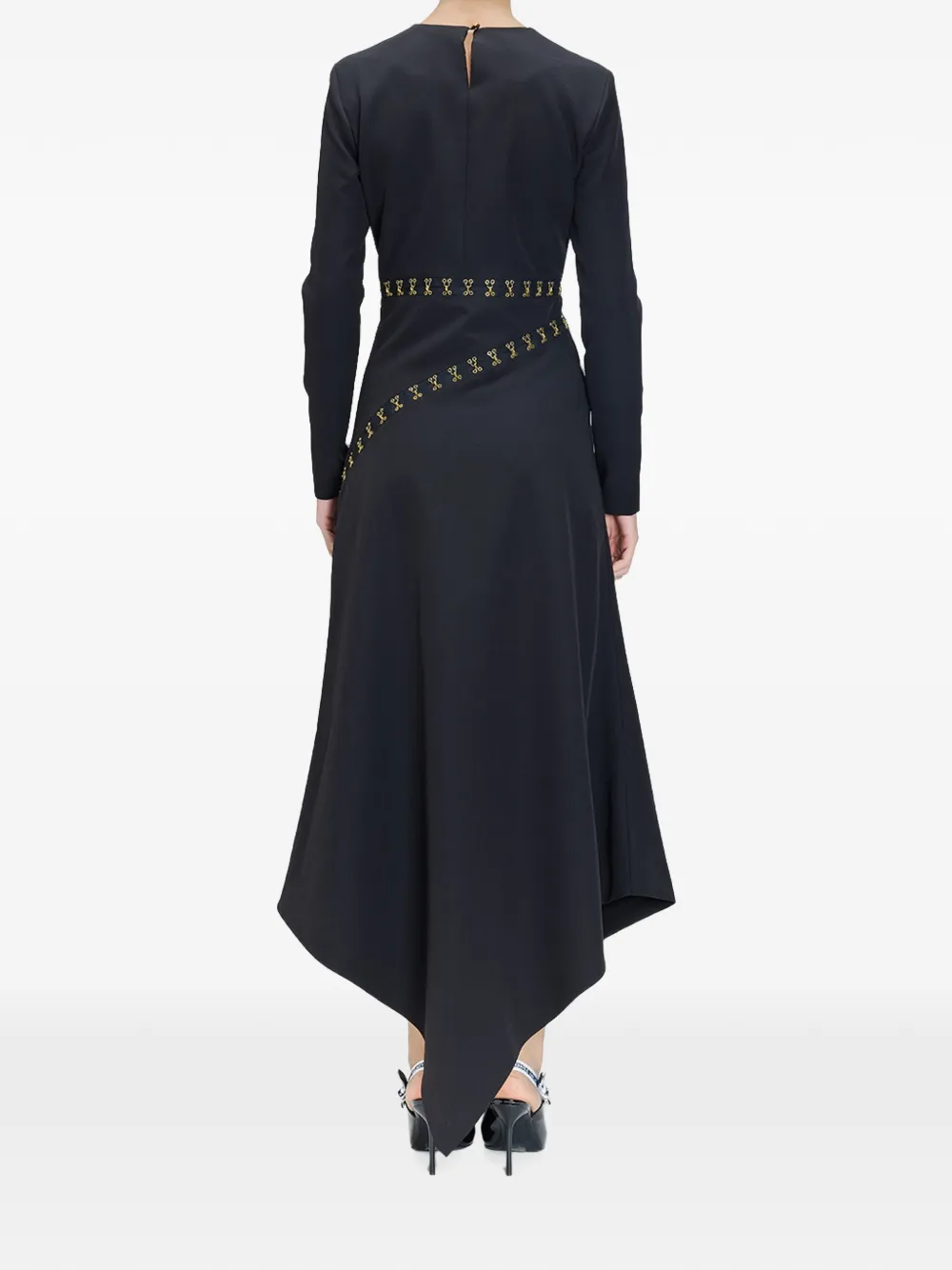 Just Cavalli Asymmetrische midi-jurk met haakdetail Zwart