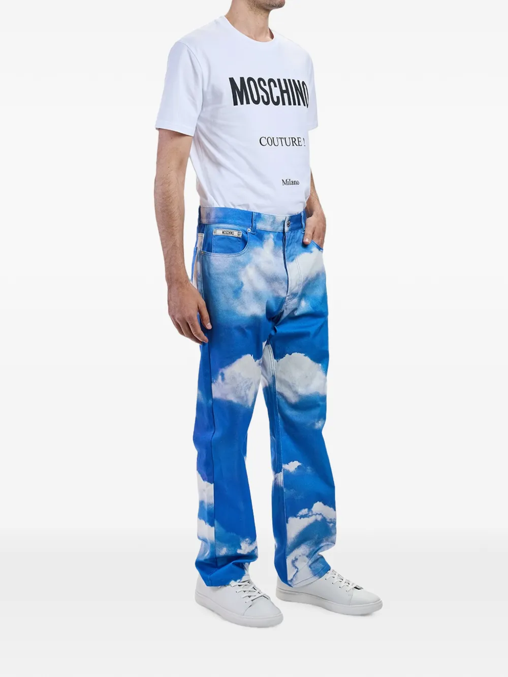Moschino Straight jeans met wolkenprint Blauw