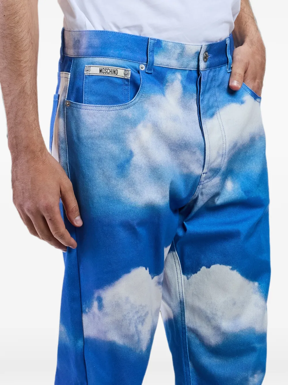 Moschino Straight jeans met wolkenprint Blauw