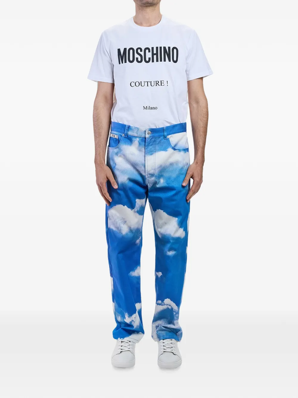 Moschino Straight jeans met wolkenprint Blauw