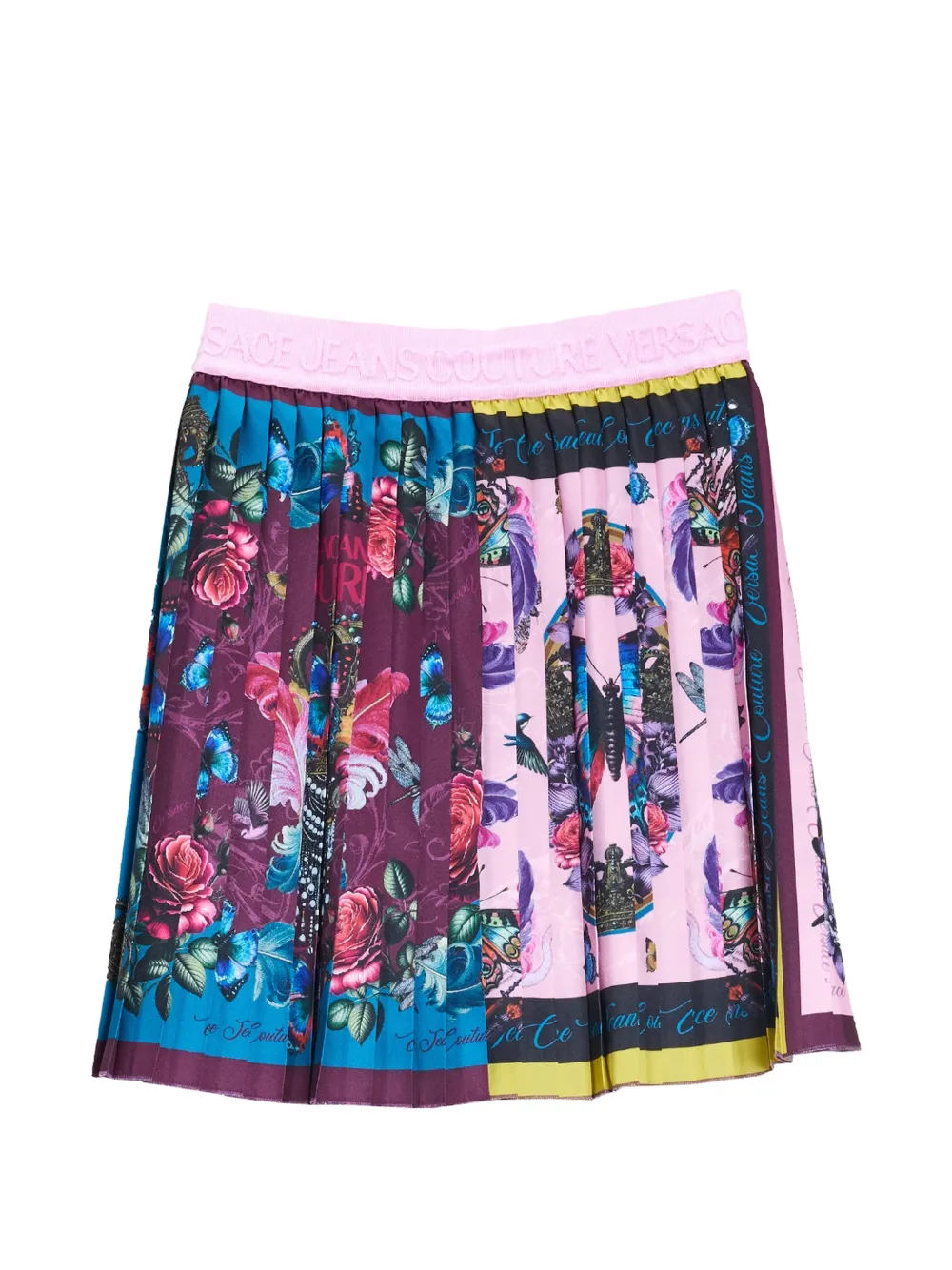 Versace Jeans Couture logo-waistband pleated mini skirt