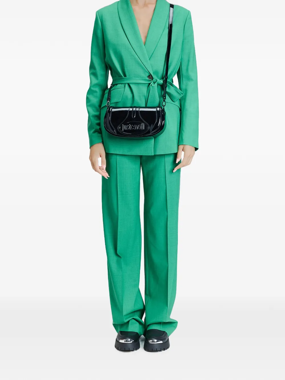 Just Cavalli Galaxy crossbodytas met lakleren afwerking Zwart