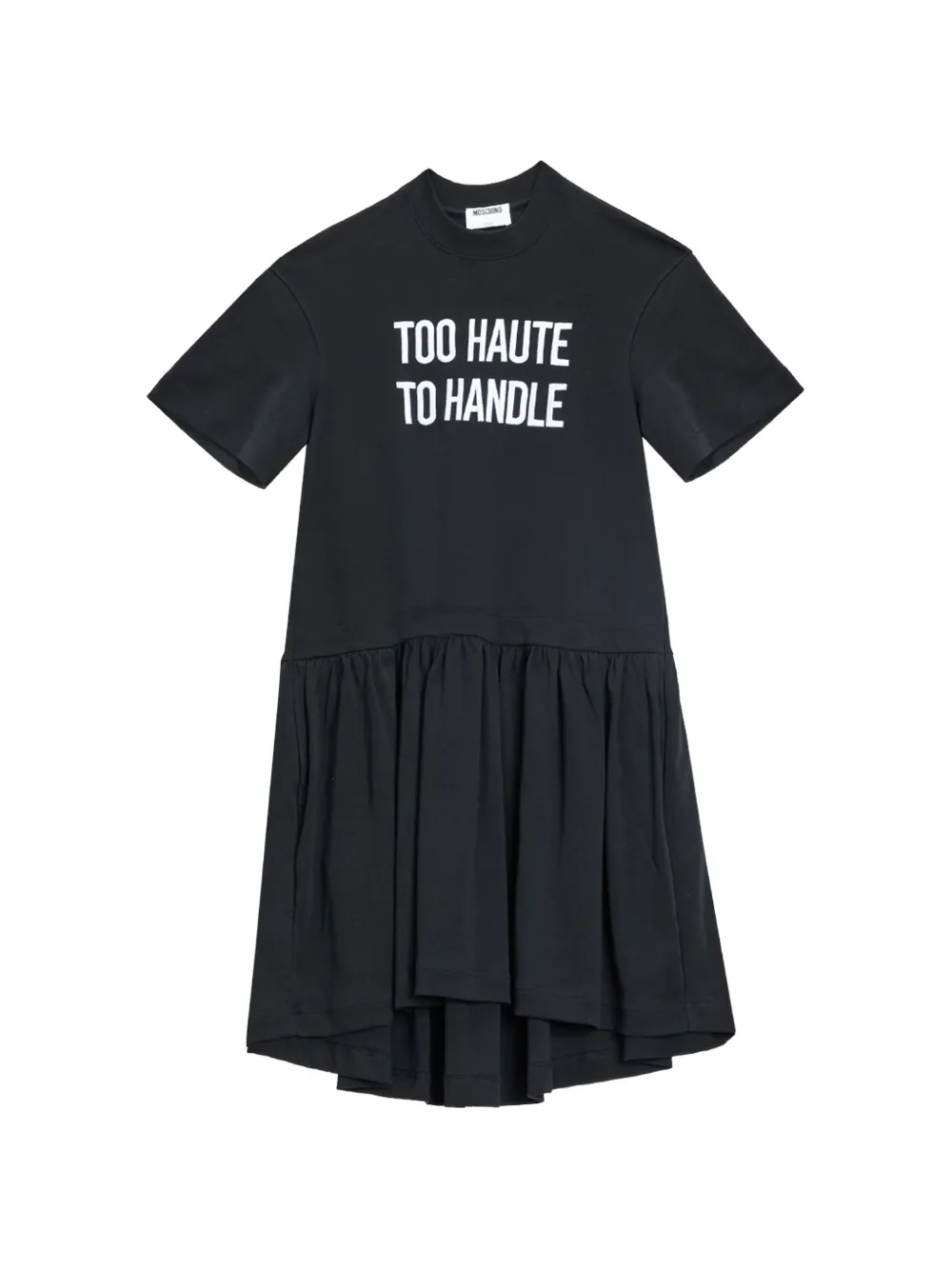 Moschino robe courte volantée à slogan brodé - Noir Moschino robe courte volantée à slogan brodé - Noir