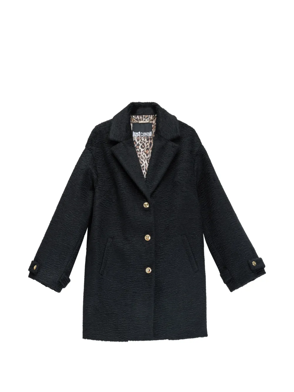 Just Cavalli Cappotto monopetto bouclé - Nero