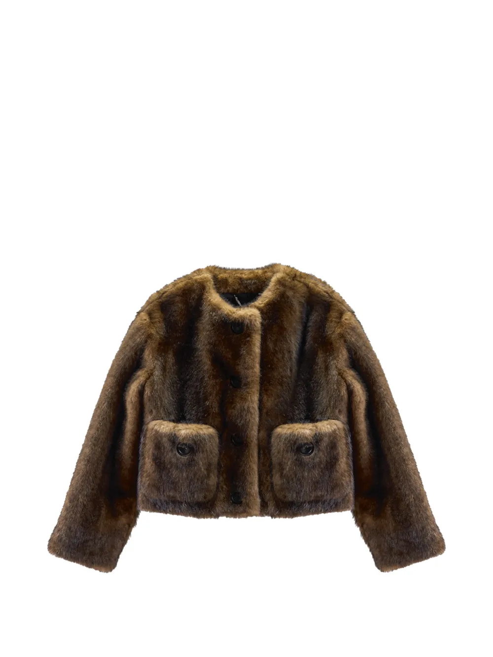 Marc Jacobs Teddy Fur-texture Cropped Jacket In Brown