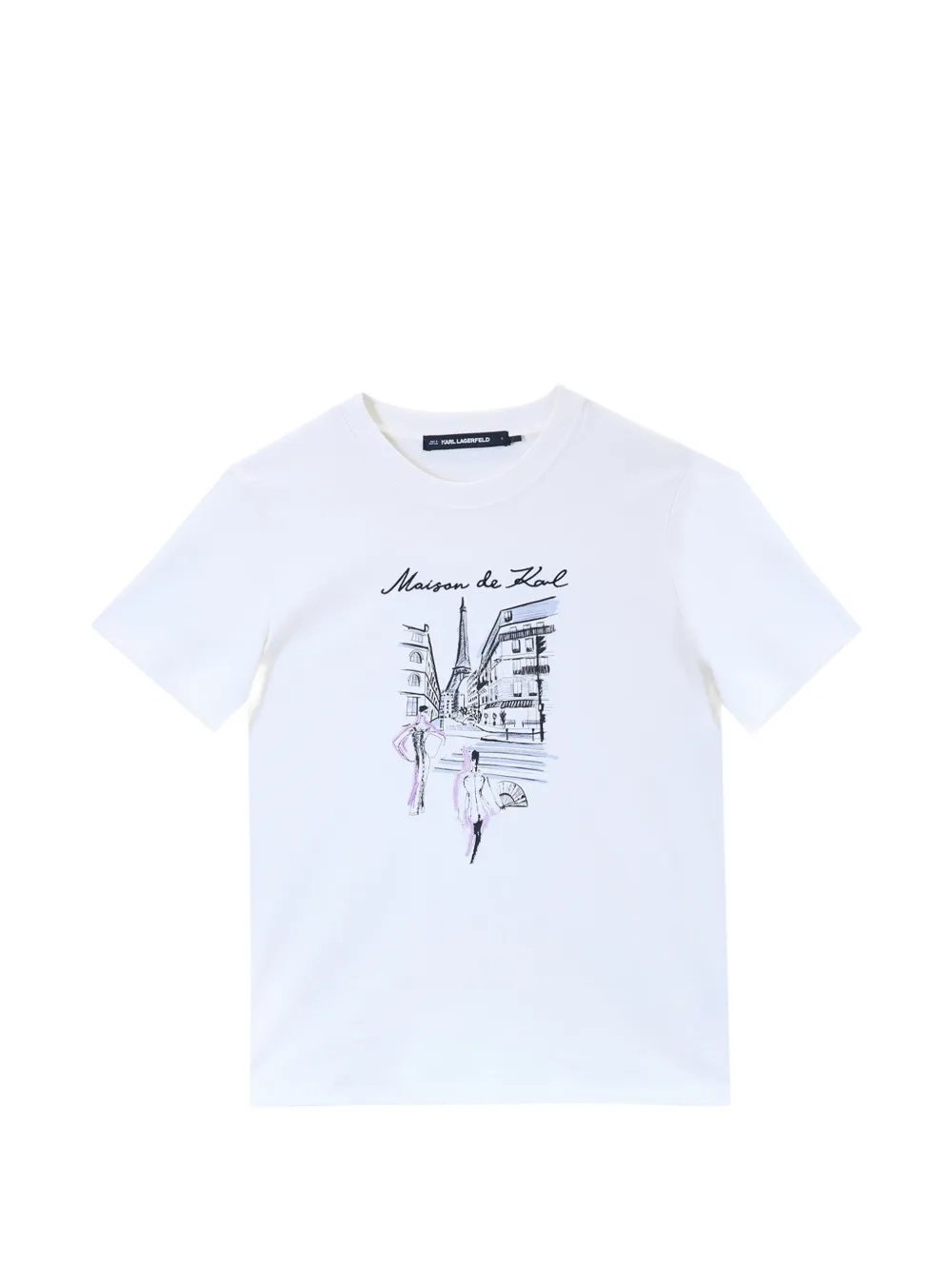 Karl Lagerfeld Paris T-Shirt mit Skizzen-Print - Weiß