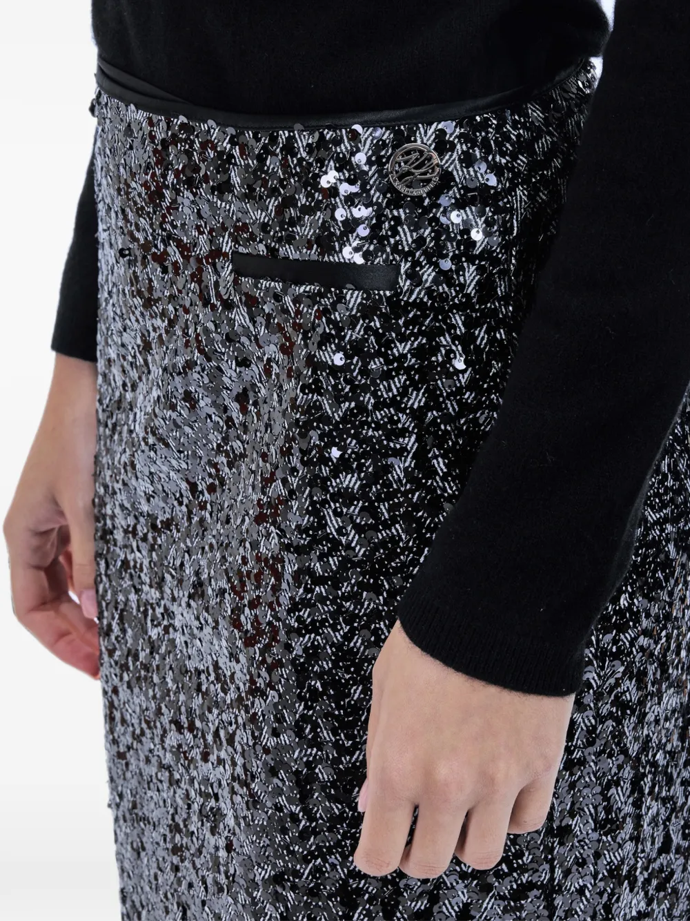 Karl Lagerfeld Karl Autograph midi-rok verfraaid met pailletten Zwart