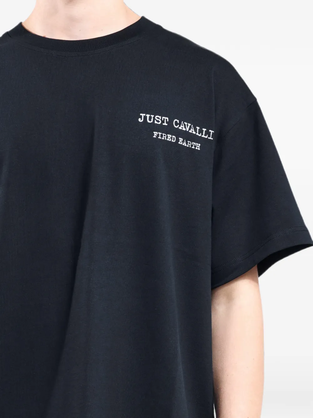 Just Cavalli T-shirt met grafische logoprint Zwart