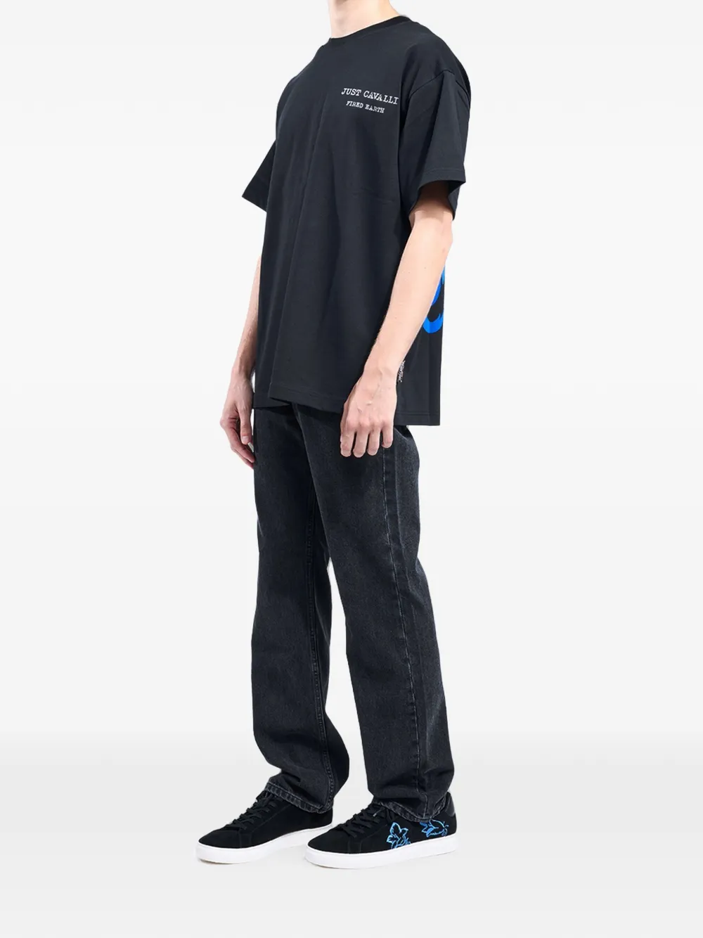 Just Cavalli T-shirt met grafische logoprint Zwart