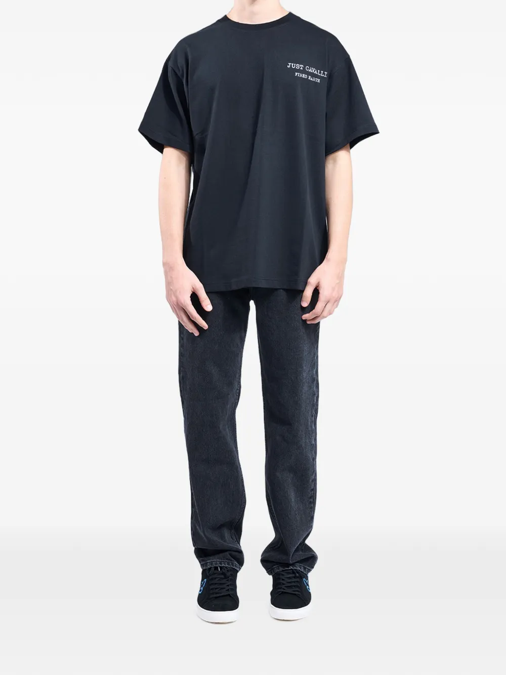 Just Cavalli T-shirt met grafische logoprint Zwart