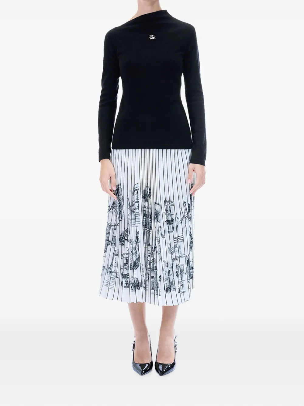 Karl Lagerfeld Karl Autograph trui met asymmetrische hals Zwart