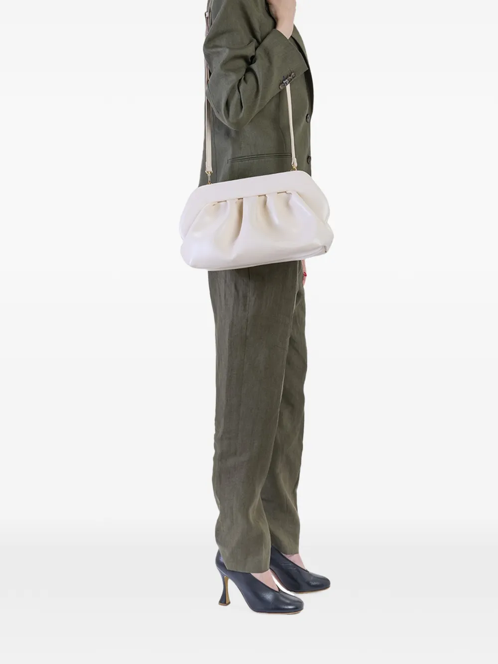 Themoirè Medium Bios vegan gedrapeerde clutch Beige