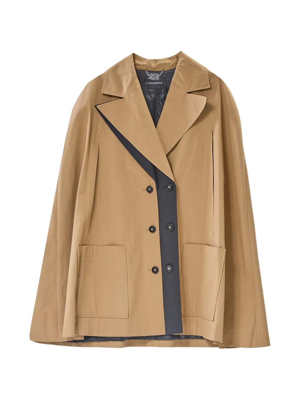 Karl Lagerfeld Karl Signature cape met dubbele rij knopen Beige
