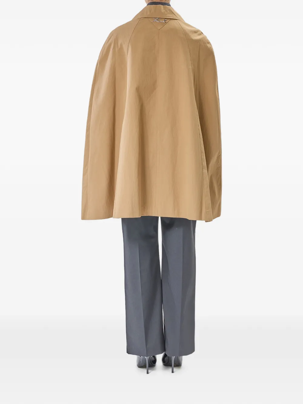 Karl Lagerfeld Karl Signature cape met dubbele rij knopen Beige