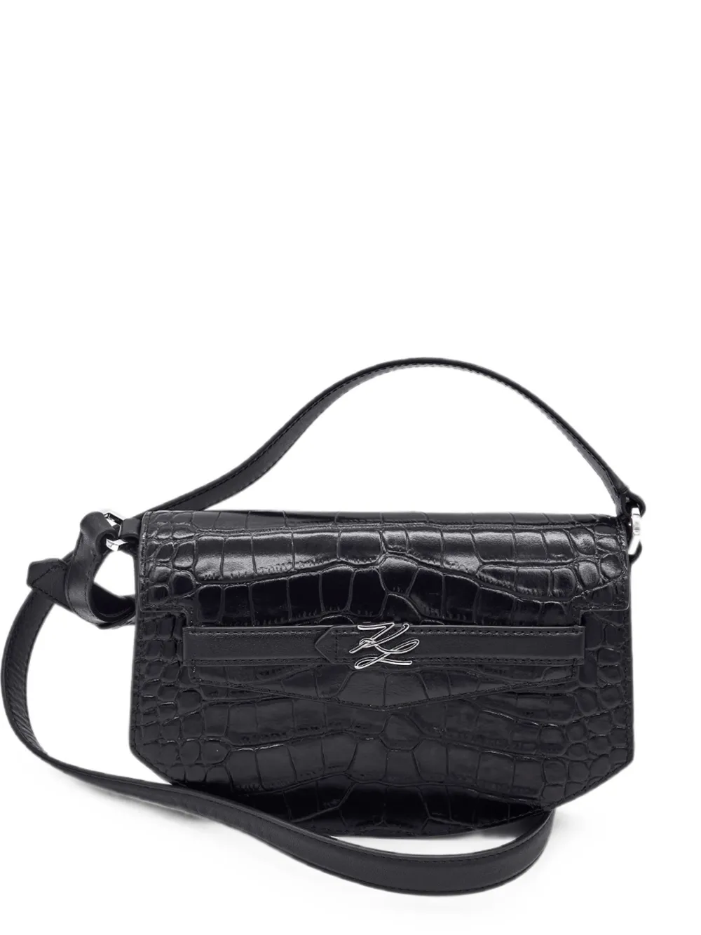 Karl Lagerfeld Borsa a tracolla K/Studio Autograph effetto coccodrillo - Nero