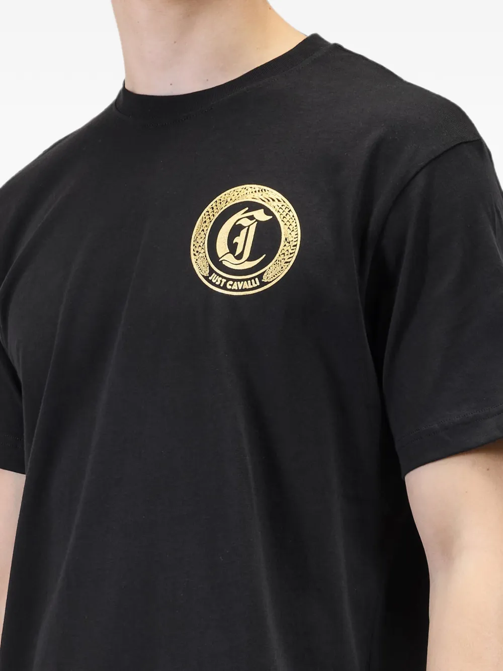 Just Cavalli Katoenen T-shirt met logoprint Zwart
