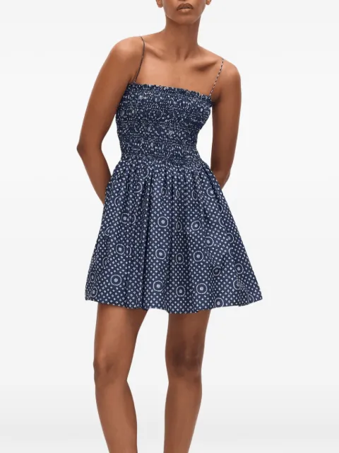 Matteau Shirred Bodice geometric-print mini dress