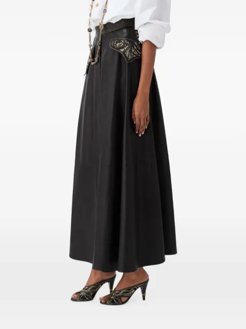 Versace studded leather midi skirt