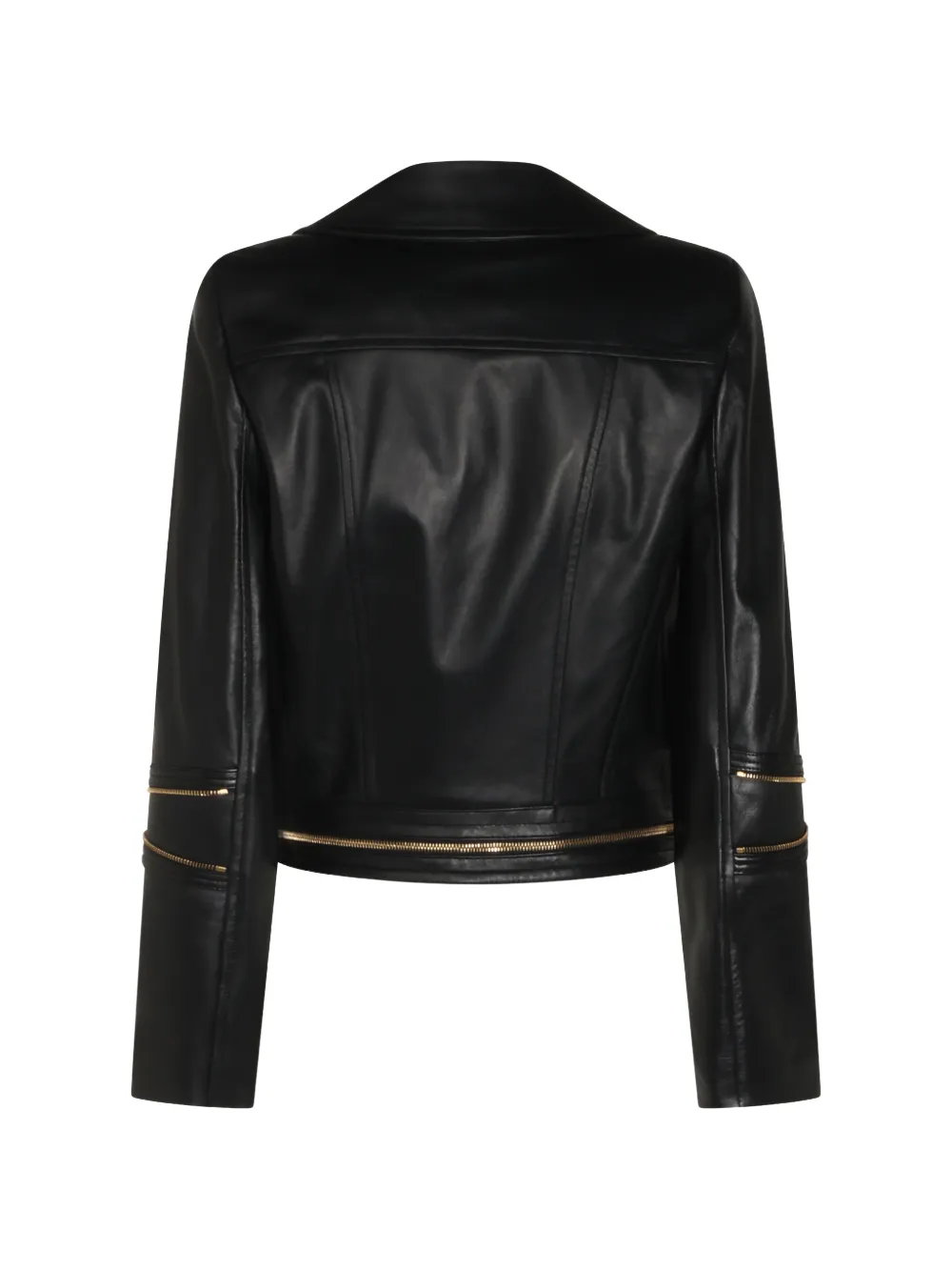 Elisabetta Franchi Leren jack met rits Zwart