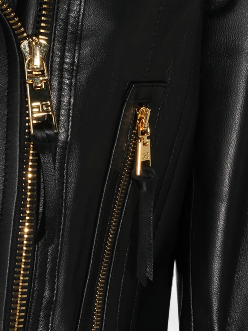 Elisabetta Franchi Leren jack met rits Zwart