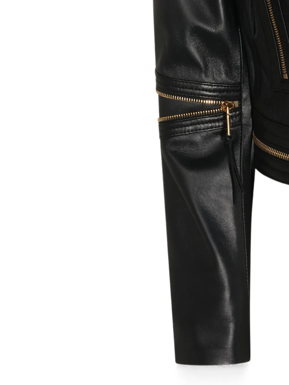 Elisabetta Franchi Leren jack met rits Zwart