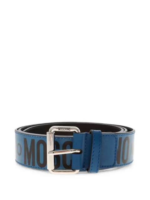 Moschino logo-print leather belt