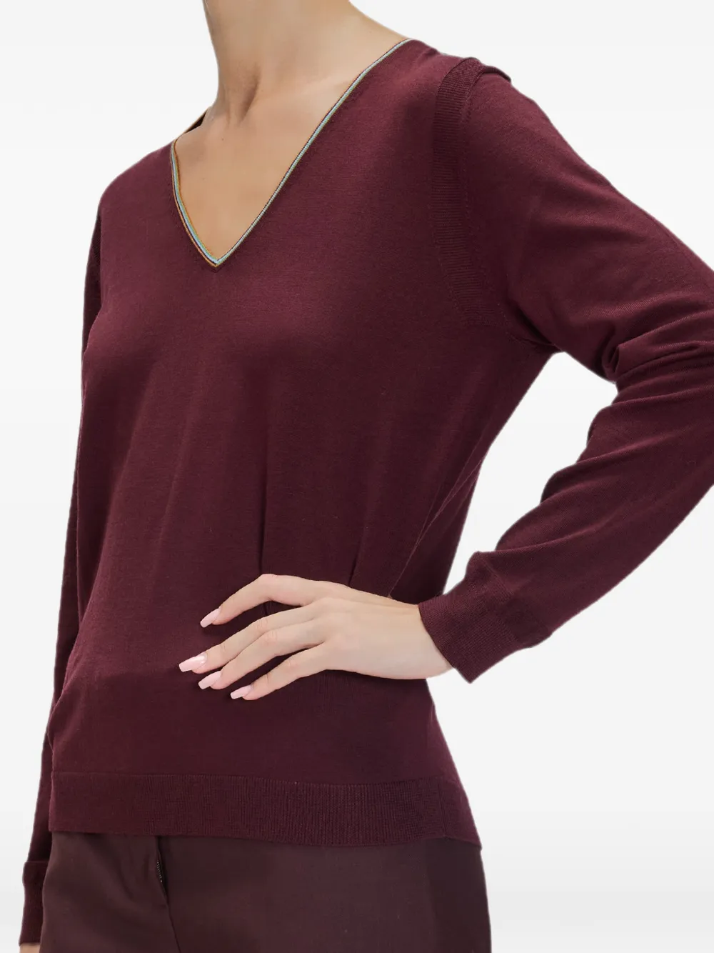 Paul Smith Trui met V-hals en kenmerkende streep Rood