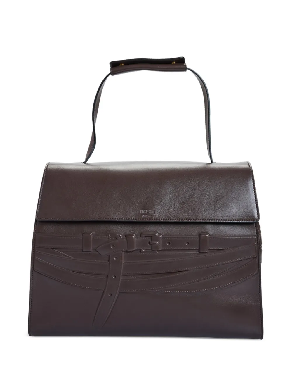 Moschino Tie Me leren schoudertas met relief Bruin