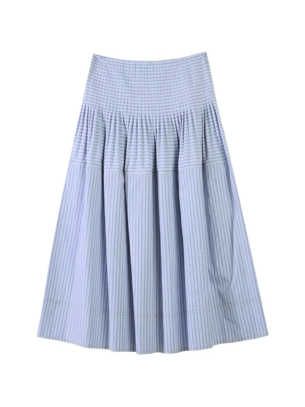 Paul Smith Striped Pleated Maxi Skirt in Blue