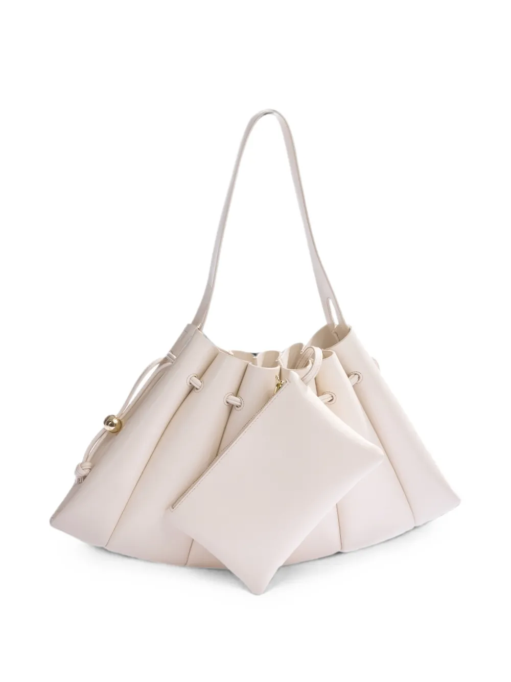 Themoirè Calipso geplooide schoudertas Beige
