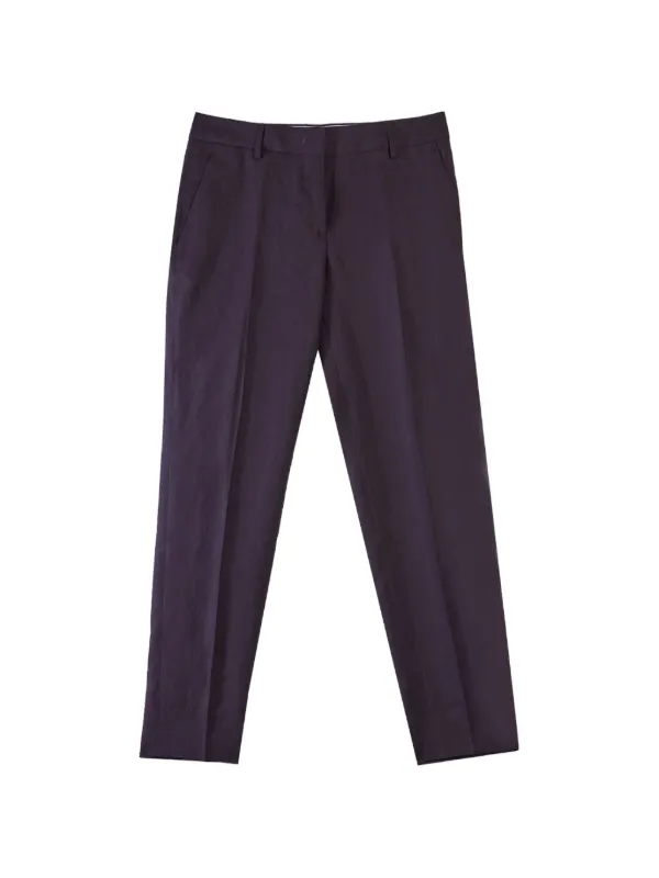 Paul Smith Linen Pleated Tailored Trousers in Purple