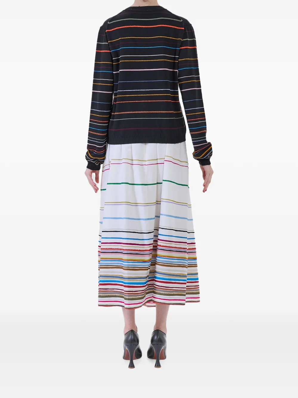 Paul Smith Multi-stripe Cotton Cardigan in Black, view 4