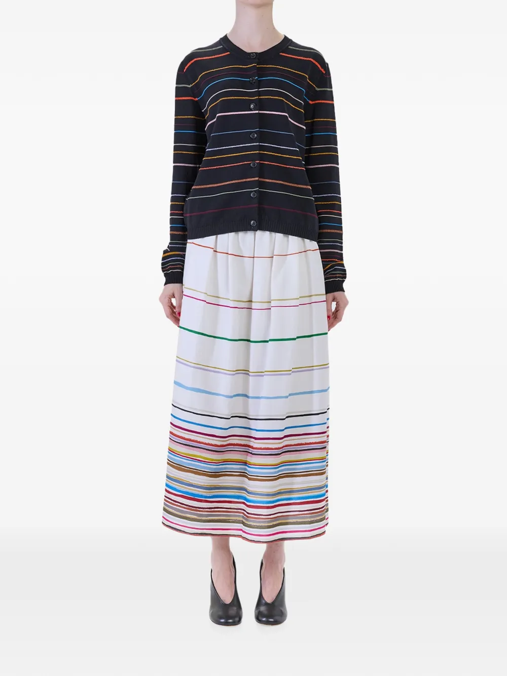 Paul Smith Multi-stripe Cotton Cardigan in Black, view 2