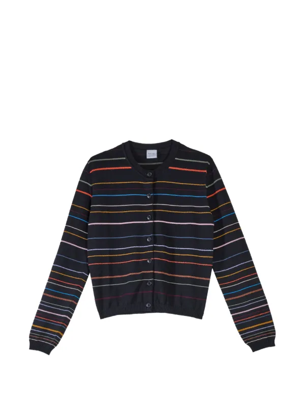 Paul Smith Multi-stripe Cotton Cardigan in Black