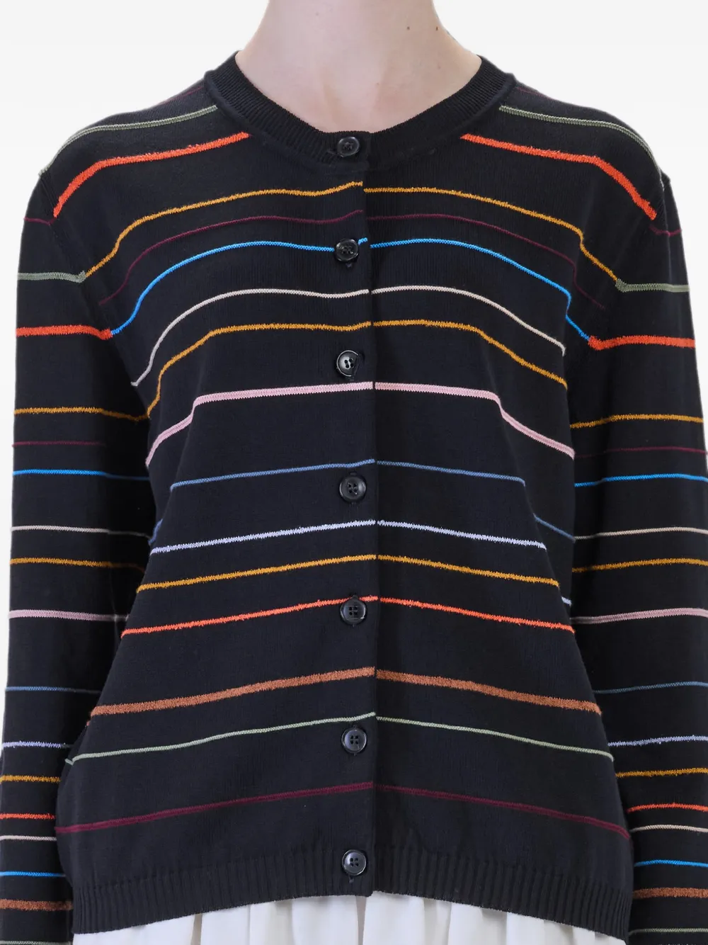 Paul Smith Multi-stripe Cotton Cardigan in Black, view 5
