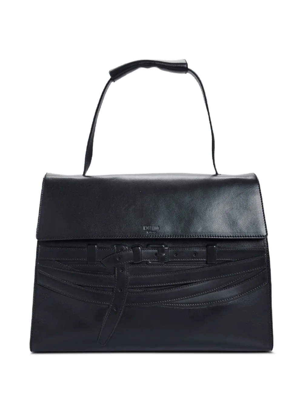 Moschino Borsa a spalla goffrata Tie Me grande - Nero