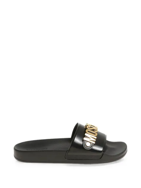 Moschino logo-lettering leather slides