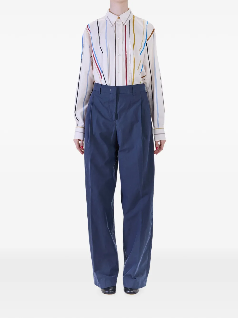 Paul Smith Plooibroek met wijde pijpen Blauw