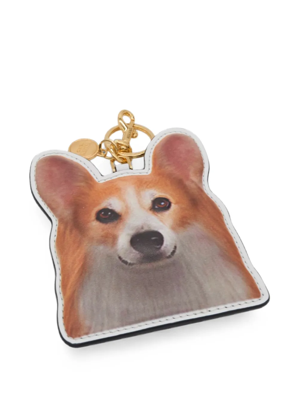 Moschino Kalfsleren sleutelhanger met corgi-print Beige
