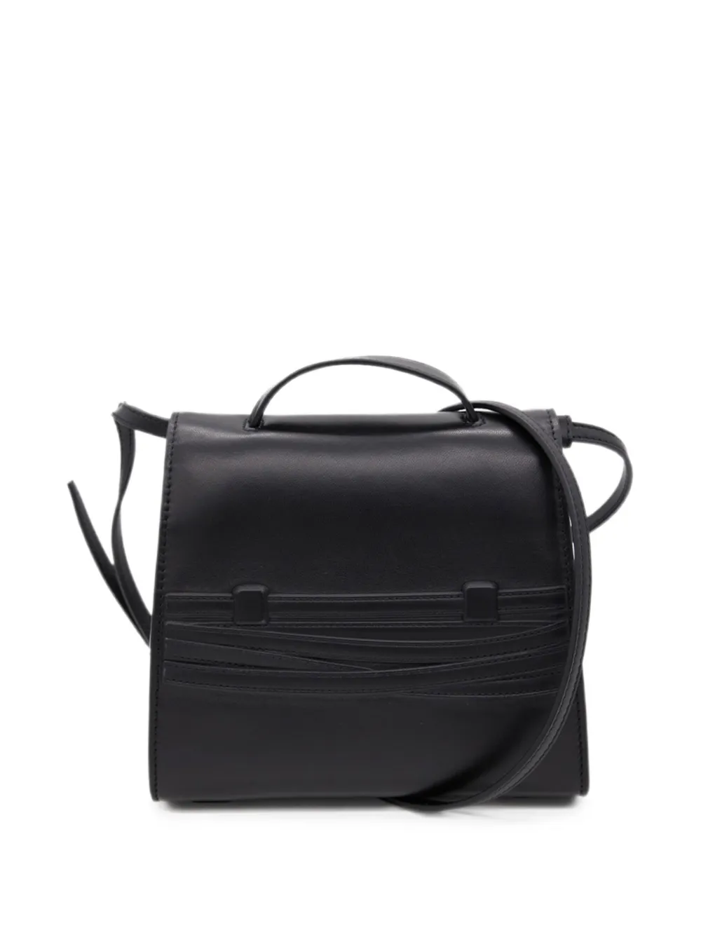 Moschino Tie Me kalfsleren mini-shopper met reliëf Zwart