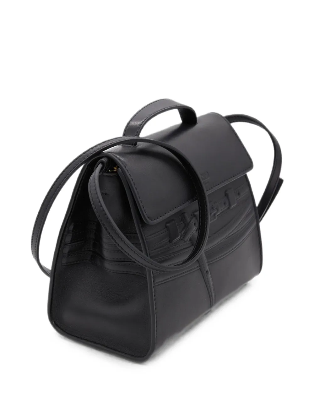 Moschino Tie Me kalfsleren mini-shopper met reliëf Zwart
