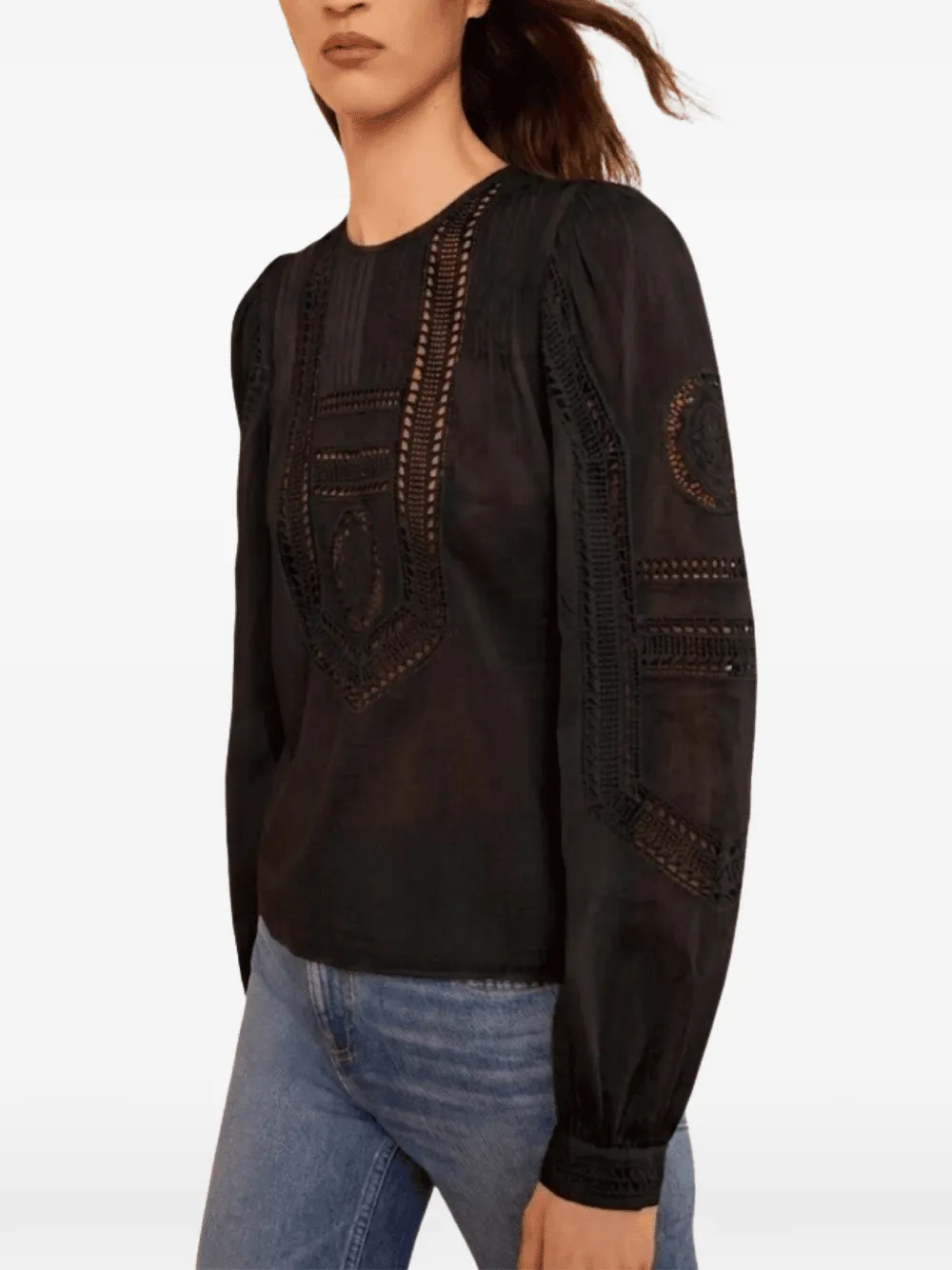 Ulla Johnson Marlowe broderie-anglaise pintuck-detail blouse Zwart