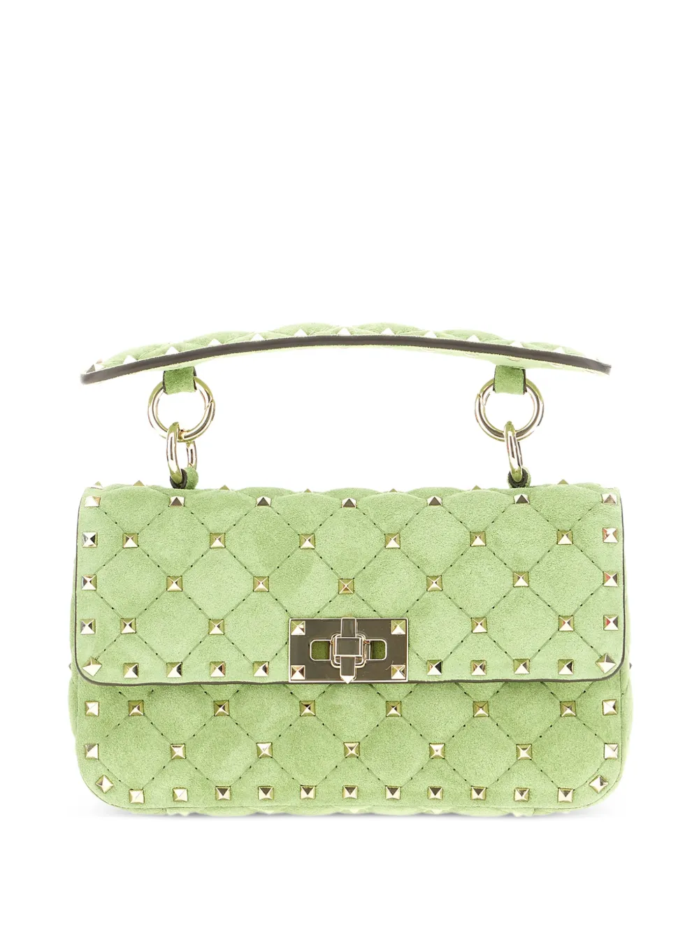Valentino Garavani Rockstud Spike calf suede shoulder bag - Verde