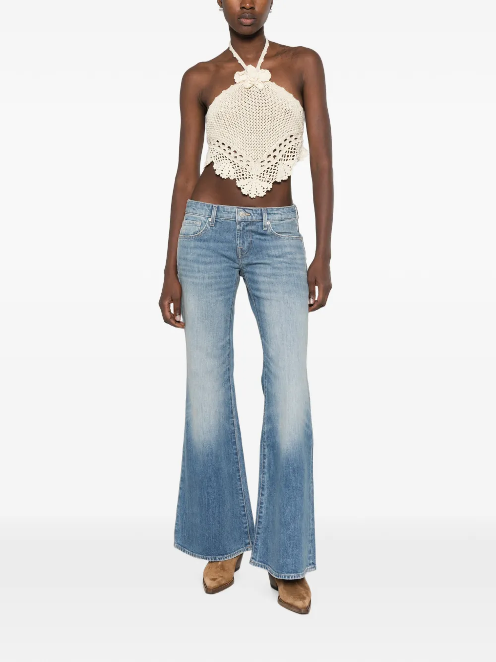 7 For All Mankind Low waist flared jeans Blauw