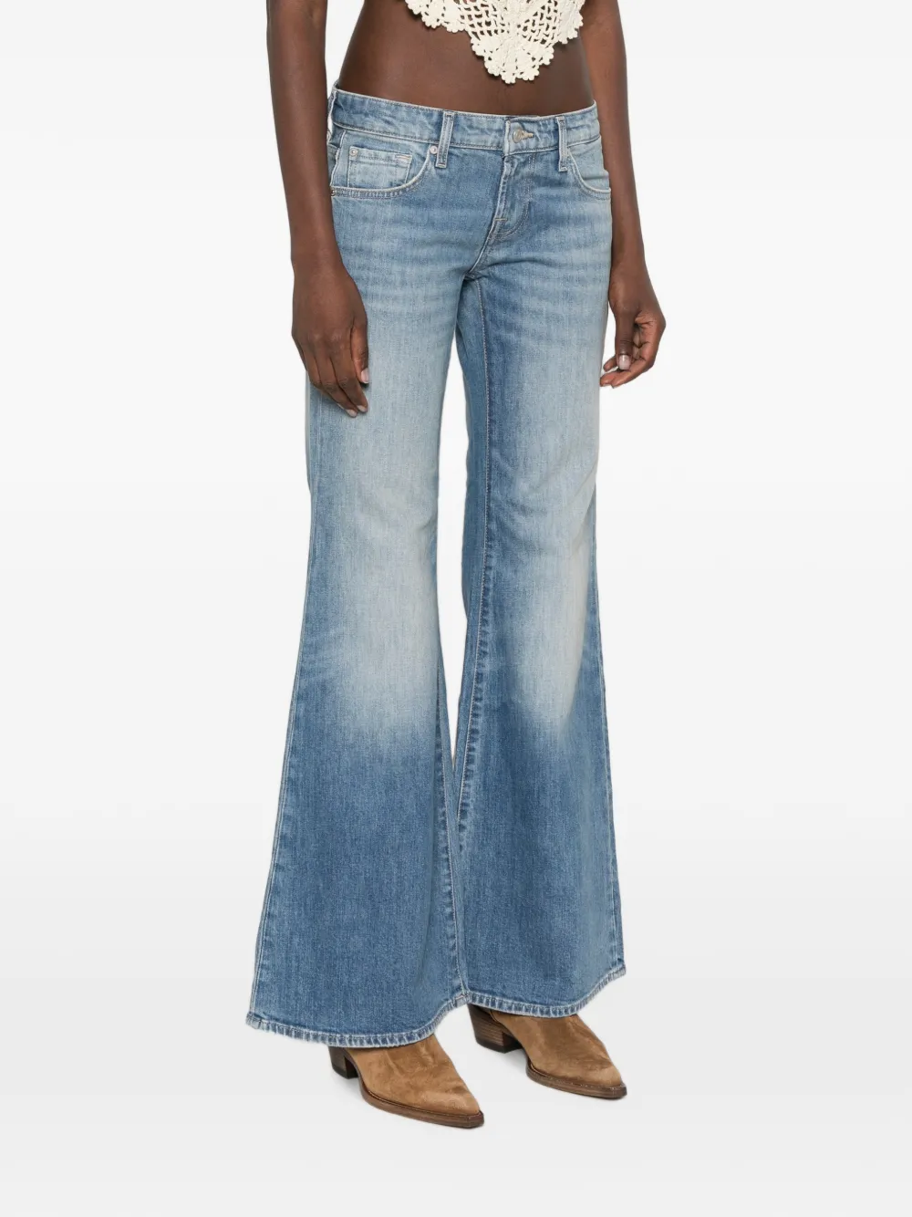 7 For All Mankind Low waist flared jeans Blauw