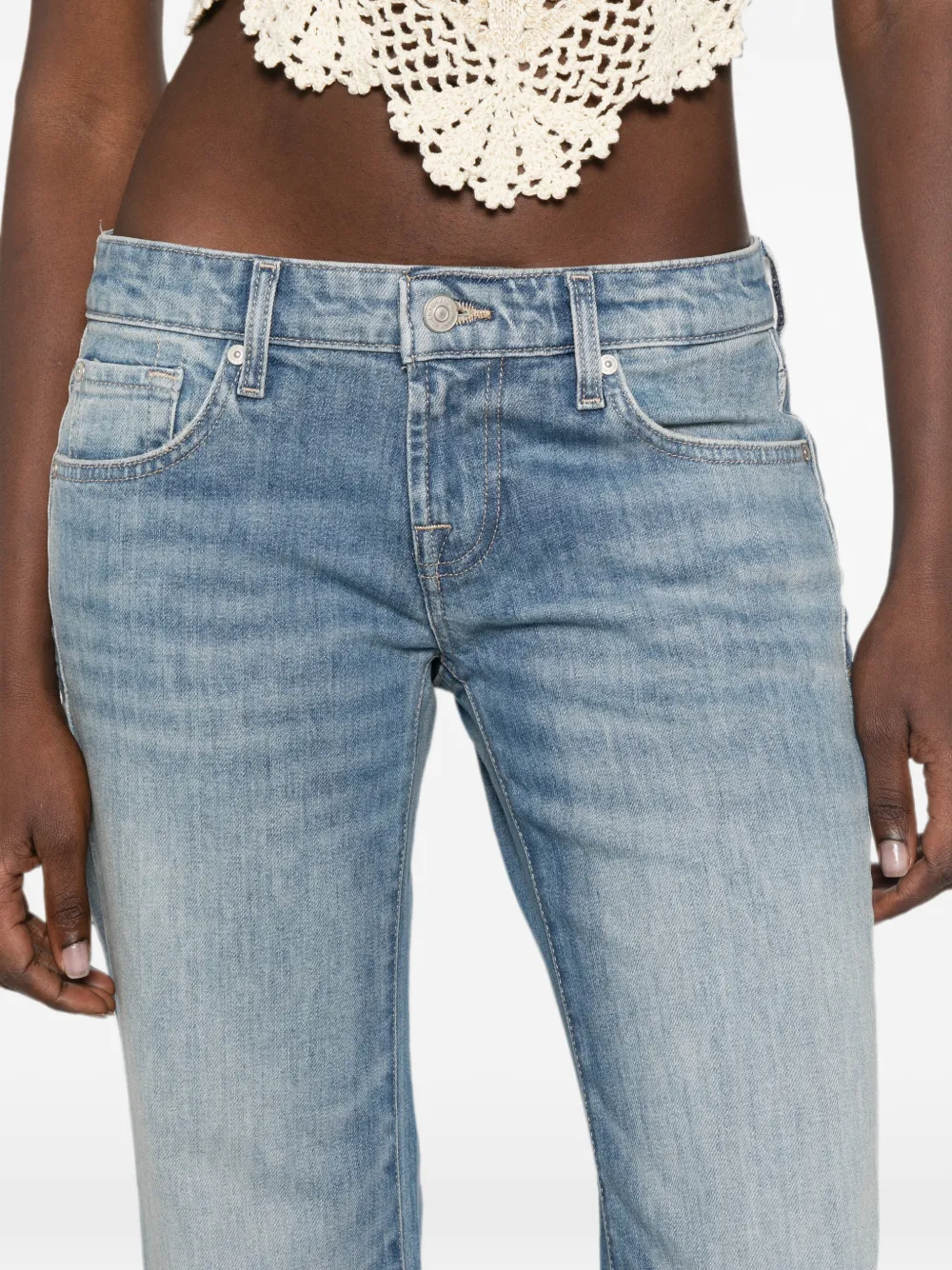 7 For All Mankind Low waist flared jeans Blauw