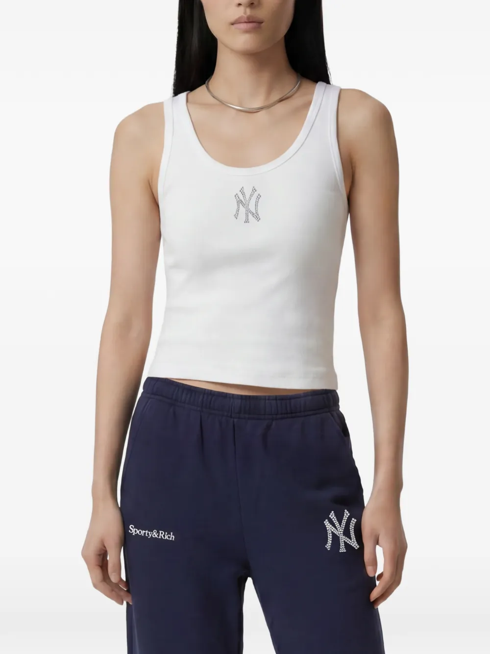 Sporty & Rich Yankees Krystal cropped tank top Wit